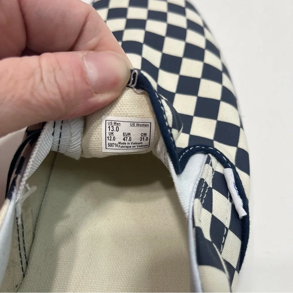 VANS Classic checkerboard print slip on shoes men’s size 13 NWT BLUE - Picture 13 of 16